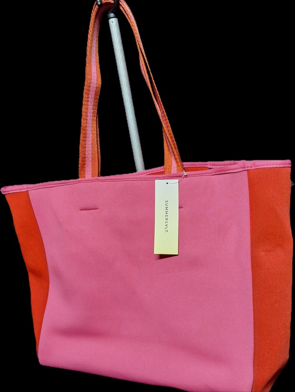 SUMMERSALT Pink and Orange Colorblock Tote Bag